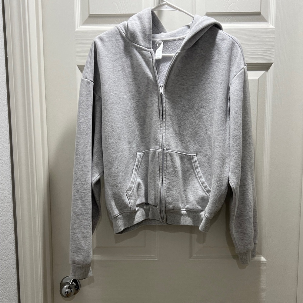 SKIMS Gray Zip-Up Hoodie